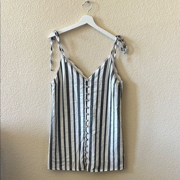 Style Rack Striped Sleeveless with Button Detail Mini Dress Medium - Picture 3 of 11
